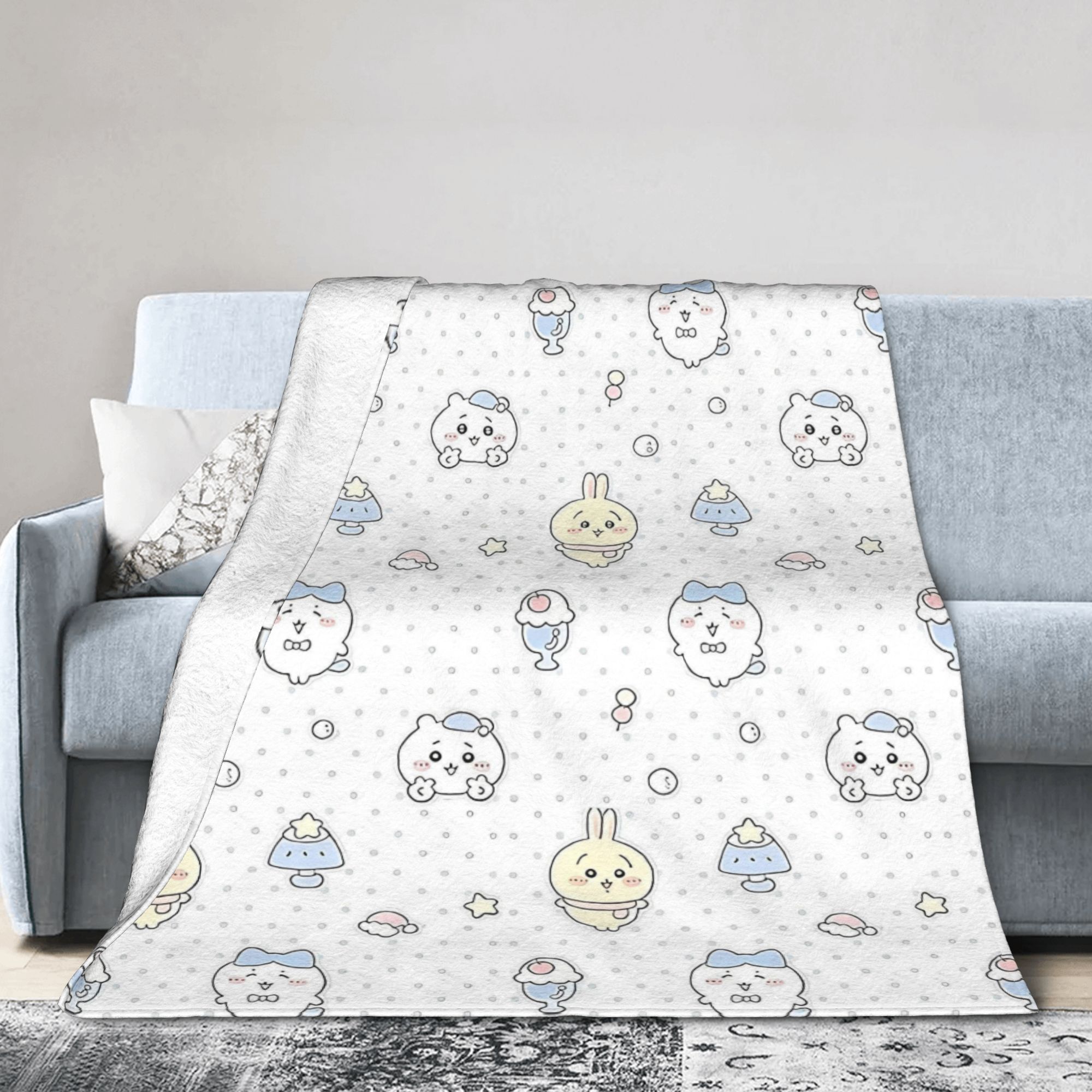 Home Textiles Blanket - Кавайные пледы Chiikawas Usagi Hachiware, вязаные