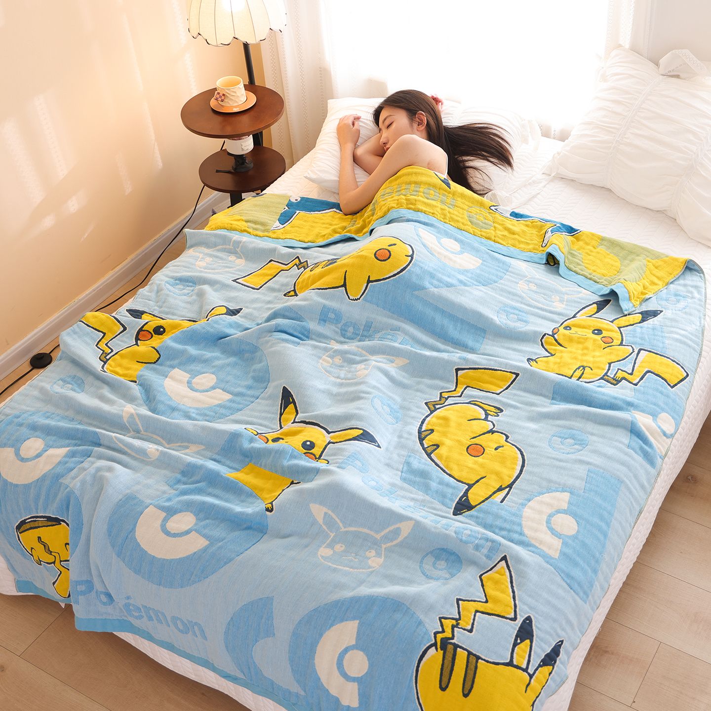 Home Textiles Blanket - Плед из хлопковой марли с Пикачу,