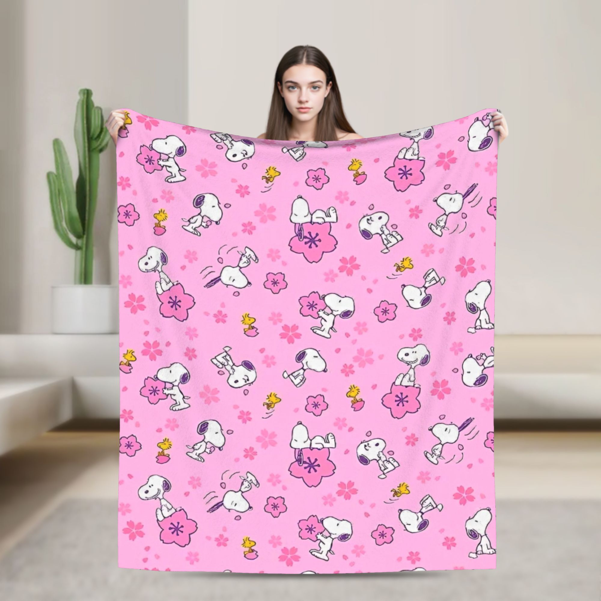 Розовые вязаные пледы с Снупи  – обзор и цена Home Textiles Blanket